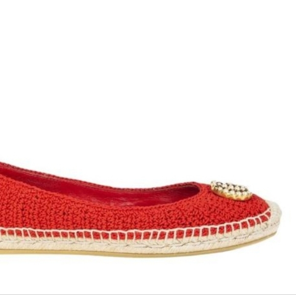 GUCCI Red Lilibeth Gg Faux Pearl-embellished Espadrilles Flats Size 7 - Picture 4 of 11
